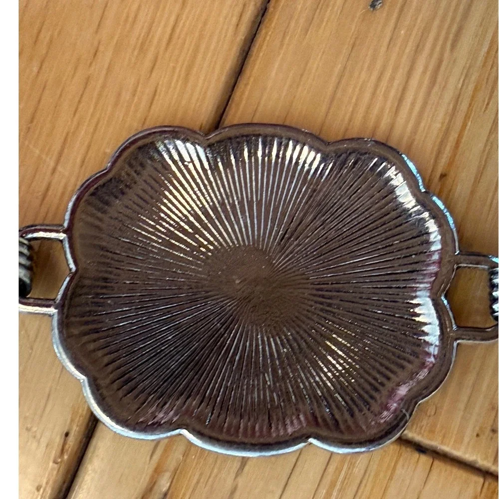 Western Silver Tone Concho Chain Belt Scalloped Diamond‎ Sunburst Etched Boho